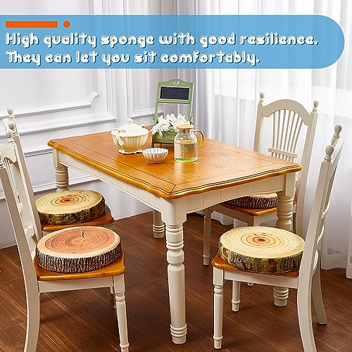 Juexica Decorative Round Wood Stump Throw Pillow Tree Floor Cushion, 6 Pcs