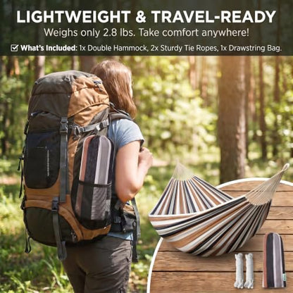 Canvas Hammock 122" Long X 59" Wide 2 Person Hammock 440 pounds Maximum Weight Applicable Scenes in Courtyard Autumn, Indoor Hanging Chairs, Beach Leisure (Black White, Full) - color: Black White