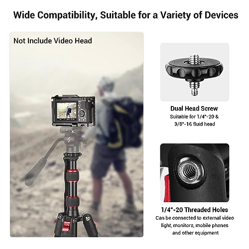 SmallRig T-10 68" Foldable Aluminum Camera Tripod/Monopod | Max. Payload 33lb, Height Adjustable from 19.7" to 67.7", Works With Cameras and Phones.