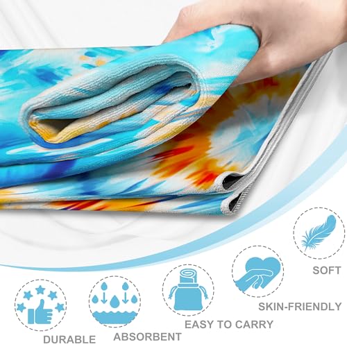 Yoga Mat Towel,Hot Yoga Towel High-Definition Pattern,Machine Washable with Ultra-Absorbent Yoga Towels for Hot Yoga Non Slip for Fitness,Exercise,Pilates,72 x 27 in,Blue& Orange - color: Blue& Orange
