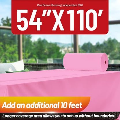 Plastic Tablecloth Roll, 110 Ft X 54 In Table Cloth Disposable Table Cover | Pink Tablecloth with Cutter PEVA Disposable Tablecloth Rectangular Table Cover Roll for Baby Shower, Birthday Party, Festival - color: Pink, size: 1320" x 54" (Rectangular)