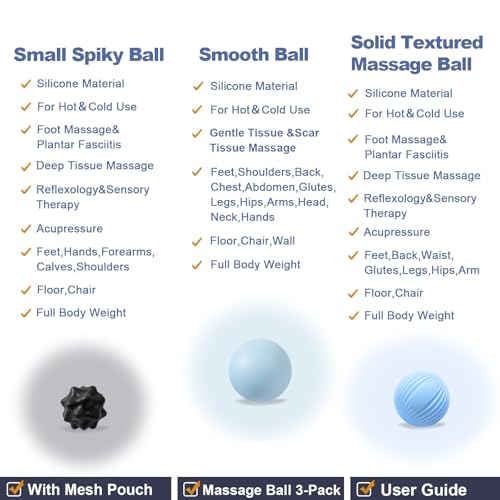 Silicone Lacrosse Ball Set for Deep Tissue & Trigger Points | Foot Massage Balls for Myofascial Release, Muscle Knots & Plantar Fasciitis - style: Silicone Smooth Lacrosse Ball Set