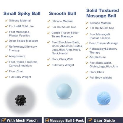 Silicone Lacrosse Ball Set for Deep Tissue & Trigger Points | Foot Massage Balls for Myofascial Release, Muscle Knots & Plantar Fasciitis - style: Silicone Smooth Lacrosse Ball Set