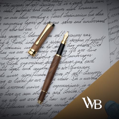 Wordsworth & Black Luxury Bamboo Brown Calligraphy Pen Set, 6 Nibs | Fountain Ink Bottle, Cartridges , Refill Converter, Gift for Men , Women, Smooth Writing, Journaling , Lettering - color: Brown Wood