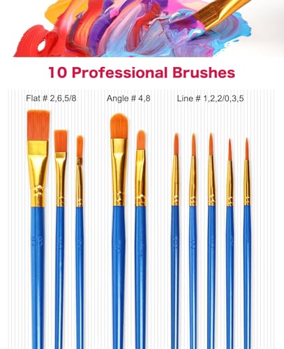 Acrylic Paint Set - 36 Colors 2 oz/59 ml Acrylic Paints for Professional Artists with 10 Brushes , Art Supplies for Painting Canvas Rock Wood Ceramic Glass Art Craft Painting, Rich Pigments Lasting Quality for Beginners, Students & Professional Artist - s