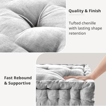 Intelligent Design Floor Pillow Large Meditation Cushion, 20x20 Grey - color: Grey