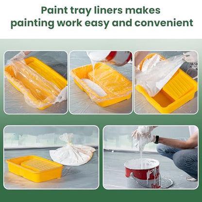 Voomey 18 Inch Paint Tray Liners, Plastic Paint Tray Liner 5 Packs for 18 inch Paint Roller Kit, Disposable for Quick Cleanup - size: 5 Pack 18” Plate Liner Pouch