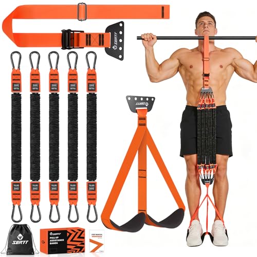 SERTT Adjustable Pull Up Assistance Band, Heavy Duty Assisted Pull Up Bands Support 375lbs, Upgrade Pull Up Bar Resistance Band for Assist Pullup Home Gym Strength Training - color: Orange