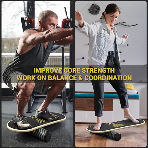 Sportneer Balance Board, 7-Mode Balance Trainer with Roller & Ball - color: Gold