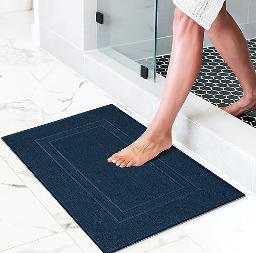 GLAMBURG Premium Cotton 20x32 inch 2-Pack Bath Mats - 100% Ringspun Cotton - Luxury Hotel & Spa Quality - 800 GSM - Durable Soft Highly Absorbent - Machine Washable - Mineral Blue - color: Mineral Blue