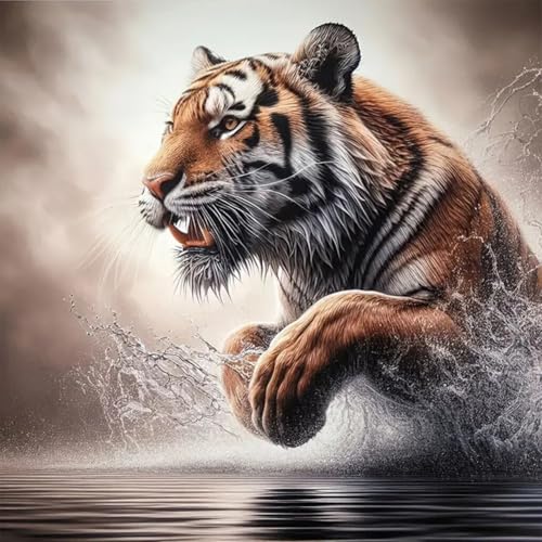 Reluohuo Tiger Diamond Art Kit for Adult Full Drill Diamond Painting Kit | Diamond Art Kit for Beginner Round Full Drill Acrylic, DIY Art Craft for Wall Decor Holiday Gifts 12x12 Inch - color: Tiger