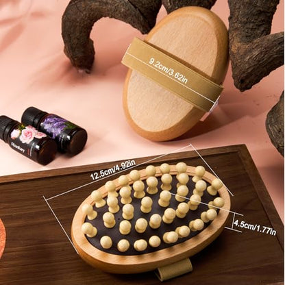 2 Pcs Meridian Brush, Wood Therapy Massage Tools with Essential Oil | Handheld Natural Meridian Massage Brush for Belly Fat Cellulite Massage Tool for Legs Arms Back Office Workers Stress Relieve - color: Brown