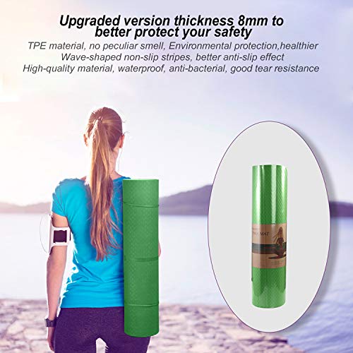 Yoga Mat 1/3" (8mm) Thick Non-Slip, Women Men Fitness & Exercise Mat, 72"Lx24"W Eco-Friendly TPE Workout Mat with Carrying Strap for Yoga, Pilates, Home Gym, Floor Exercises - color: Atrovirens