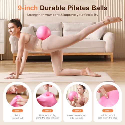 Pilates Kit 13Pcs Home Pilates Essentials Workout Kit with 13" Ring, 10" Ball and Resistance Bands for Women at Home Pilates Equipment Set for Beginners