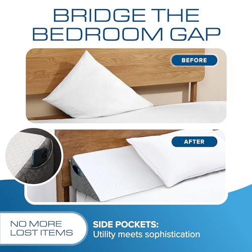 Kolbs Bed Wedge Pillow for Headboard | Modern Stylish Pillow to Fill Gap Between Headboard and Mattress | Bed Gap Filler (Twin Headboard Wedge Pillow - 39") - size: Twin Headboard Wedge Pillow - 39" - Grey