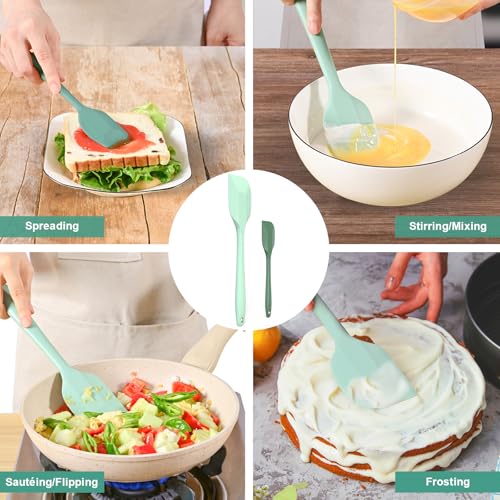 Silicone Spatula Set, Premium Spatulas Silicone Heat Resistant 2 Small & 2 Large Flexible Scraper for Nonstick Cookware, Rubber Spatula for Kitchen Mixing Baking Cooking Use, Soft Spatula - Set of 4 - color: 2 small(high-grade-green)+2 large(fresh-green)