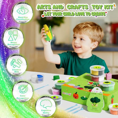 Aestd-ST Air Dry Clay Kit - Vegetable Theme, Modeling Clay for Kids | DIY Magic Clay with Tools and Tutorials, 12 Boxes Molding Clay, Ultra Light, Soft & Non-Sticky, Arts and Crafts Gift for Kids - color: Vegetable Theme