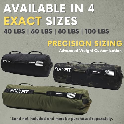 Polyfit Workout Sandbag Pro - Exact Sizing with Triple Closure Filler Bag - color: BLACK CAMO, size: 100 LB