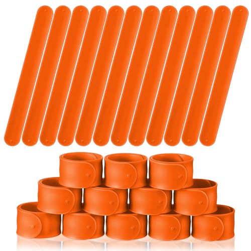 Gemscream 12 Pcs Silicone Slap Bracelets DIY Slap Bands Party Favors Bulk Blank Soft Wristband Wrist Snap Band for Craft Project DIY Painting Birthday Party Halloween Christmas - color: Orange