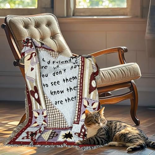 Friends&Family Like Angels Tapestry Throw Blanket 50"x60" | Inspirational wall hanging art jacquard woven soft travel mat,fringe tassels, multipurpose indoor outdoor - color: Angel