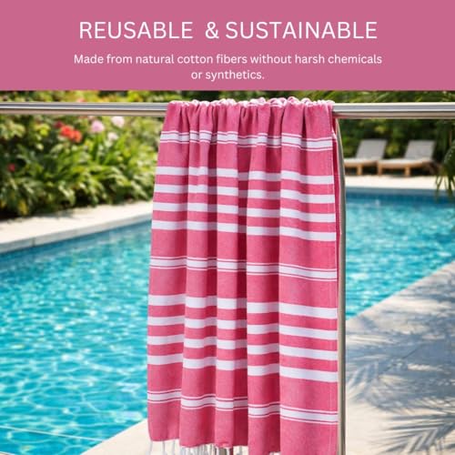 WeWove Turkish Peshtemal Beach Towels Large 39x70 Inch Set of 2-100% Cotton Soft Quick-Drying Absorbent Washable - Versatile for Beach Pool Spa Picnic Travel or Bath Use - Turkish Towels Pink - color: Pink