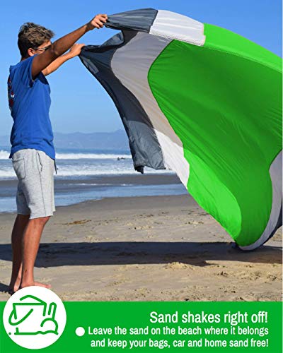 ECCOSOPHY Sandproof Beach Blanket, Oversized Sand Free Mat 9x10 ft - color: Green