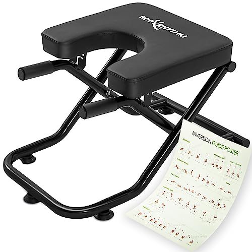 BODY RHYTHM Foldable Yoga Headstand Bench, Yoga Inversion Chair, Headstand Trainer for Relieve Stress, Improve Sleep & Digestion and Strength Training, Ideal for Home Workout, Fitness and Gym