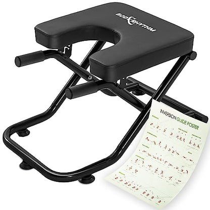 BODY RHYTHM Foldable Yoga Headstand Bench, Yoga Inversion Chair, Headstand Trainer for Relieve Stress, Improve Sleep & Digestion and Strength Training, Ideal for Home Workout, Fitness and Gym
