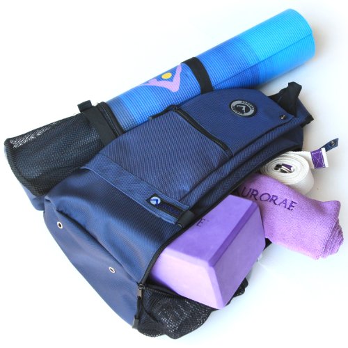 AURORAE Yoga Mat/Gym/Pickleball Cross-body Sling Back Pack. Mat sold separately - color: Blue