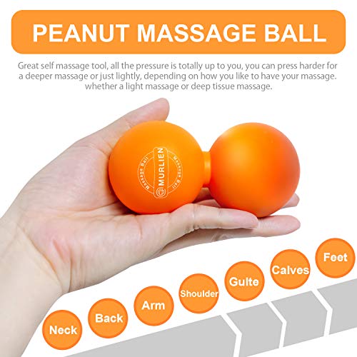 Peanut Massage Ball, Double Lacrosse Ball for Myofascial Release, Trigger Point Therapy, Muscle Relief, Acupoint Massage, Alleviating Neck, Shoulder, Back, Legs, or Muscle Tension - Orange