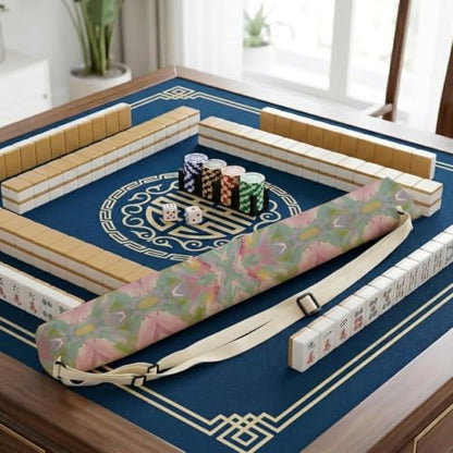 Preppy Grandmillennial Floral Mahjong Mat Bag with Adjustable Straps - color: Preppy Grandmillennial Floral