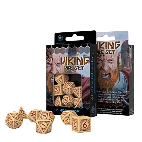 Viking Beige & Burgundy Dice Set (7)