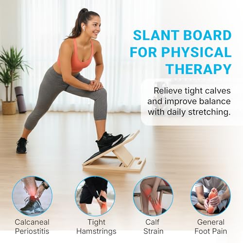 15.5" Wide Slant Board, 5-Level Incline 20°-45°, Non Slip Slant Board for Squats, Calf Stretching, 250 Lbs Weight Capacity Calf Exercise Equipment, Norma Design Calf Stretch Board