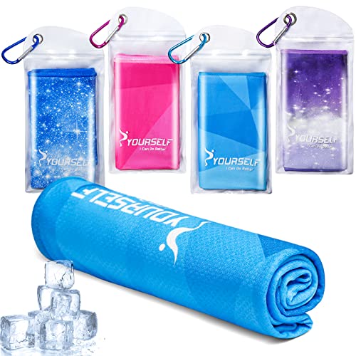 SYOURSELF Cooling Towel, Cooling Towels for Neck,40" x 12"Ice Towel for Instant Cooling Relief, Soft Breathable Chilly Towel, Perfect Yoga, Golf, Sports, Gym, Workout, Athletes Towel (1PC-Gblue) - color: Gblue