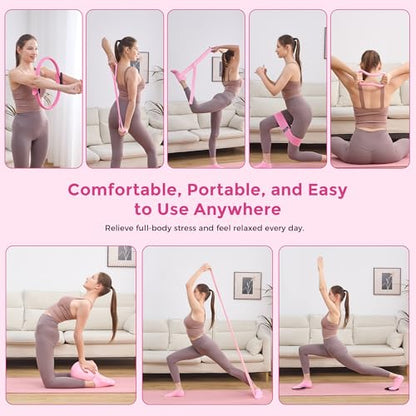 Home Pilates Kit Pilates Equipment Set for Women, Pilates Essentials Kit - color: Rose Pink - 11 Pieces Kit