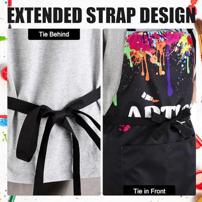 Painting Artist Apron with Pockets, Waterproof Painting Aprons for Adults, Adjustable Art Apron Bib Apron - color: Style 6