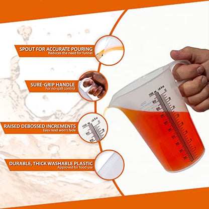 32oz (1 Quart) Measure Pitcher with Convenient Conversion Chart – Extra Strong Food Grade – Great for Cooking, Home Hobbies, Shop Oil and Fluids, Spa Chemicals with High Chemical Resistance by Turnah - size: 32 oz