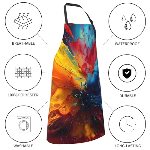 Artist Painting Apron with 2 Pockets Painters Art Aprons Gifts for Women Men - color: Colorful Paint Splatter Art
