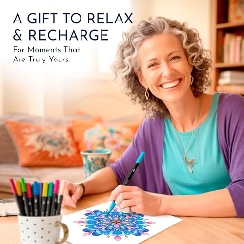 Mandala Coloring Book for Adults, 2-Pack for Relaxation & Stress Relief | Adult Coloring Book for Women & Men, 60 Unique Mandalas & Inspirational Quotes for Mindfulness & Inner Peace, 2-Book Gift Set - color: Relaxation - Mandala Land