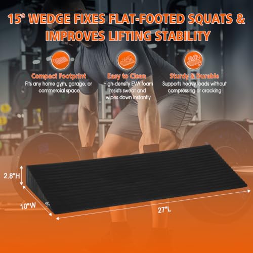 Squat Wedge Block, Large EVA Foam Non-Slip Yoga Wedge Slant Board 27x10in