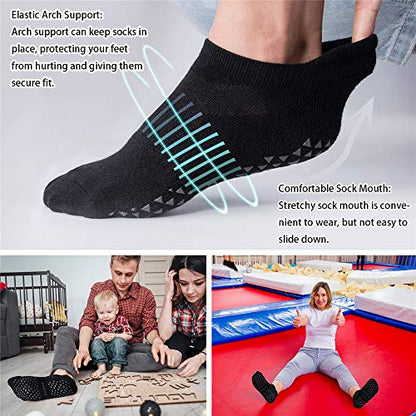 Hylaea Unisex Non Slip Socks with Grip for Yoga, Hospital, Pilates, Barre | Ankle, Cushioned - color: 3 Pairs Black, size: Large-X-Large