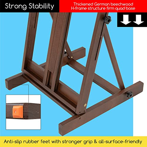 MEEDEN Heavy Duty H-Frame Studio Easel Stand, Large Adjustable Solid Beech Wood Artist Easel for Painting, Holds Canvases up to 78" with Storage Tray- Walnut - color: Walnut