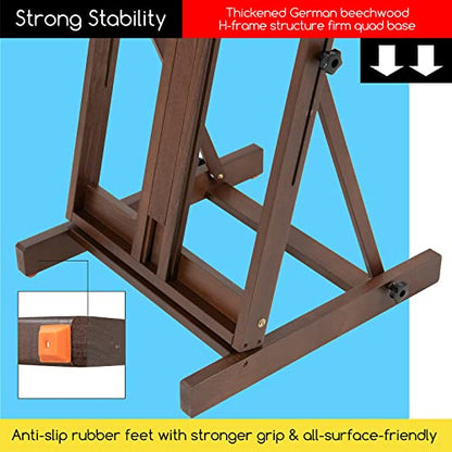 MEEDEN Heavy Duty H-Frame Studio Easel Stand, Large Adjustable Solid Beech Wood Artist Easel for Painting, Holds Canvases up to 78" with Storage Tray- Walnut - color: Walnut