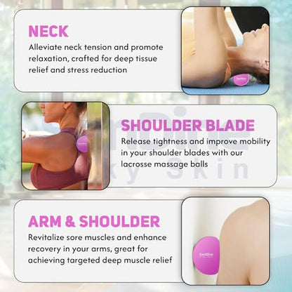 Lacrosse Massage Balls for Deep Tissue Massage - Release Tension Relieve Muscle Soreness Improve Flexibility - Ideal for Myofascial Release Trigger Point Therapy - 2Pack Yoga balls by Sandine (Purple) - color: Purple
