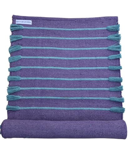 Jaipur art & Rugs Organic Cotton Yoga Mat - Eco-Friendly Hand-Woven Rug - Non Slip & Thick (24”x72”x5mm) for Everyday Fitness at Home - Comfortable Extra-Long - color: Grey Green