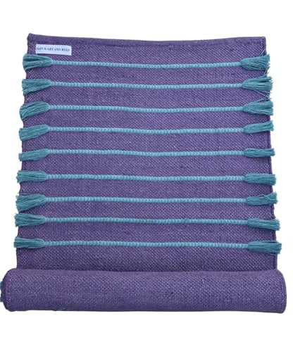 Jaipur art & Rugs Organic Cotton Yoga Mat - Eco-Friendly Hand-Woven Rug - Non Slip & Thick (24”x72”x5mm) for Everyday Fitness at Home - Comfortable Extra-Long - color: Grey Green