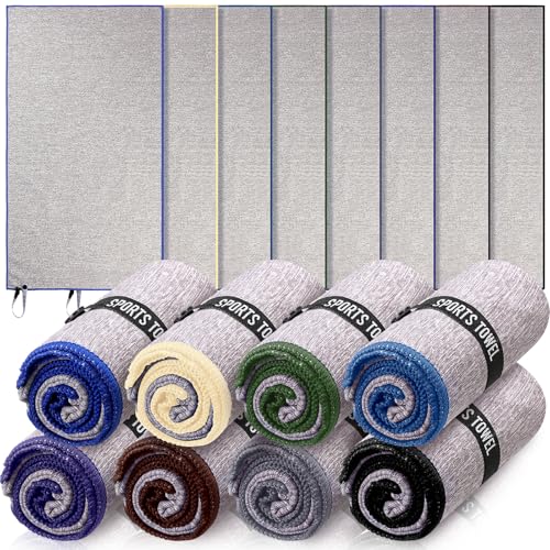 Peryiter 8 Pack Microfiber Quick Dry Gym Towels, Odor-Free Absorbent Fiber, Fast Drying Working Out Towel for Men & Women Hot Yoga Sweat Sports Exercise Fitness Gear (Forest Color) - color: Forest Color