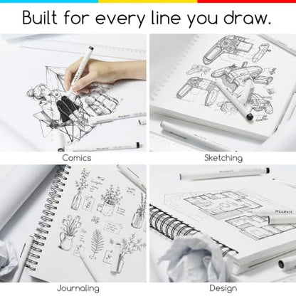 MEEDEN Micro Fineliner Drawing Pens: Fine Liner Pen 6 Pack, 3mm Black Waterproof Archival Ink for Large-Area Filling, Bold Outlining, Poster Lettering, Manga Panels and Expressive Artwork - Chisel Nip - style: 3mm Chisel Nib