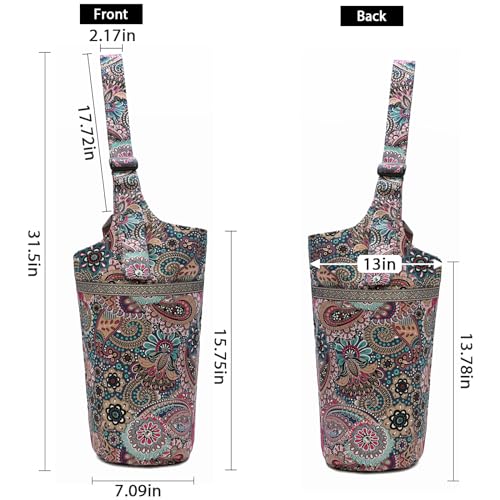 IwIeIaIrI Yoga Mat Bag Cylinder for Women with Large Zipper Pocket - color: Pink