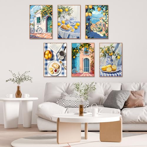 Camocin 6 Pack Paint by Numbers Kit for Adults, Lemon Canvas Painting Set | 8x12 Inch, DIY Acrylic Painting Craft Kit for Beginners without Frame, Relaxing Creative Hobby, Home Wall Decor, Gift - color: Street-1